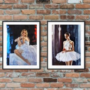 COPY - White Dress Ballerina Art Paintings Set Art Prints 11x17 to 11x14